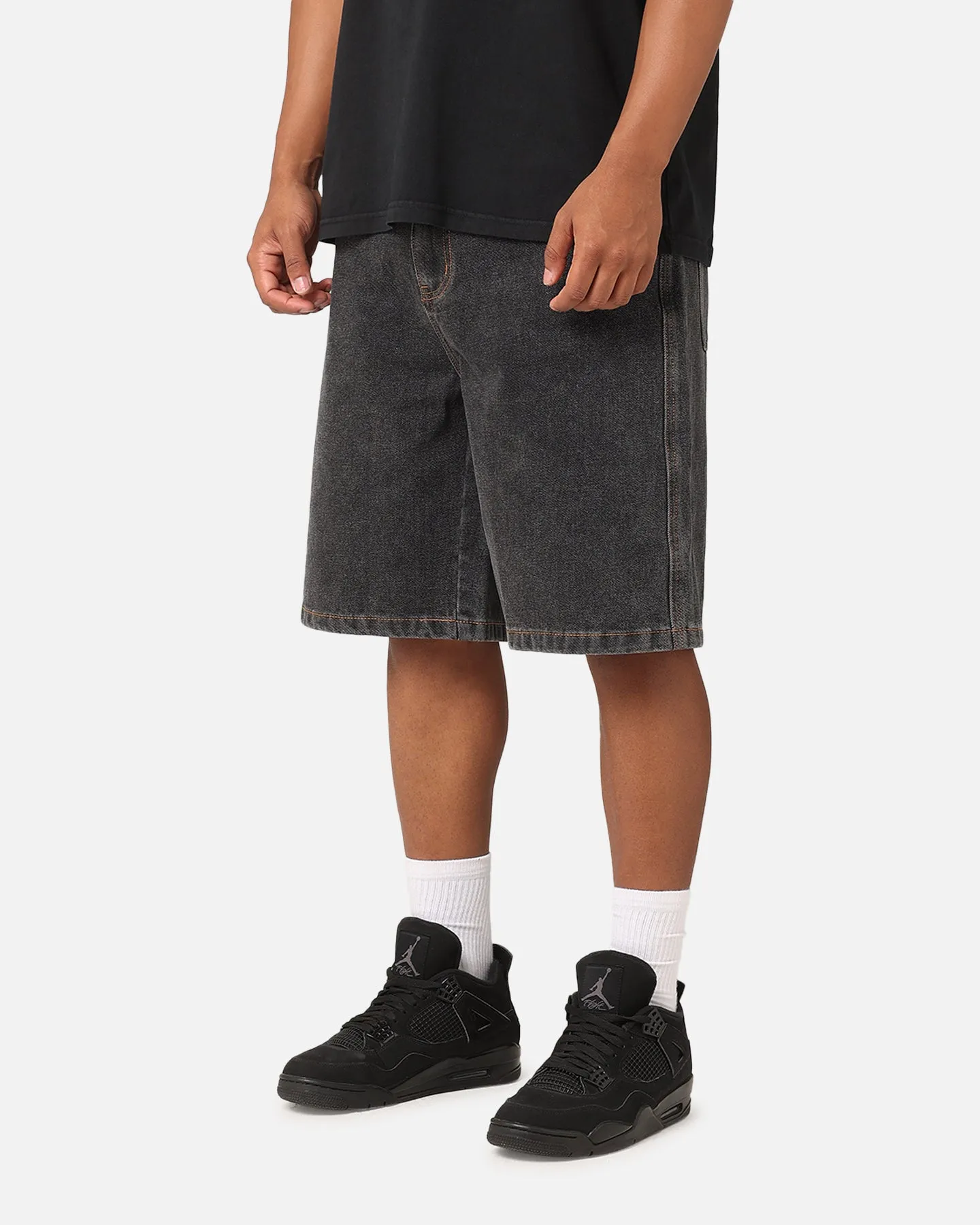 S Double Denim Standard Shorts Washed Black