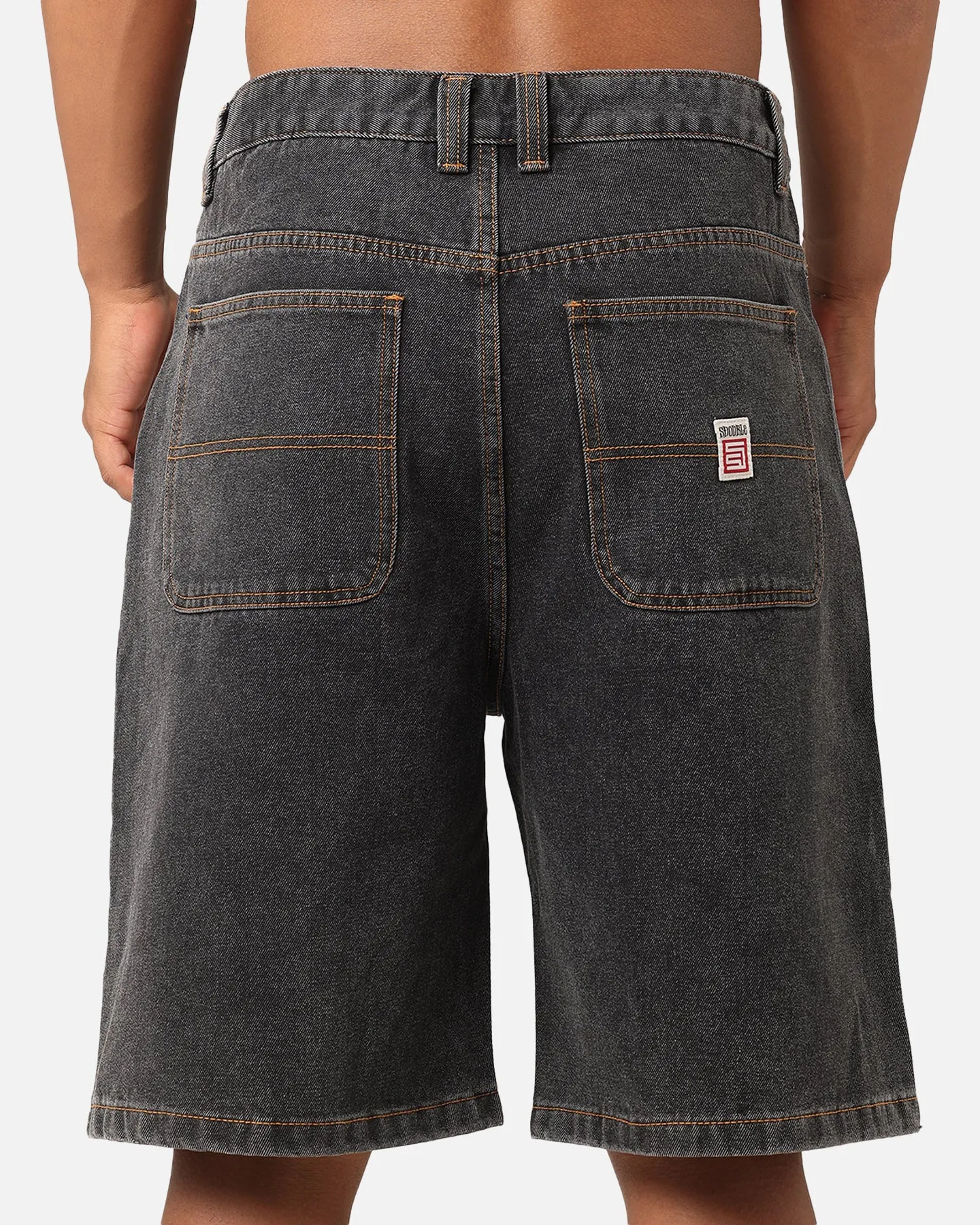S Double Denim Standard Shorts Washed Black