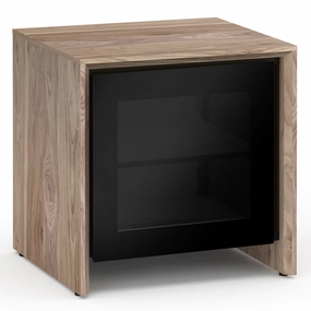 Salamander Designs Chameleon Collection Barcelona 217 AV Cabinet (Natural Walnut with Black Glass Doors)
