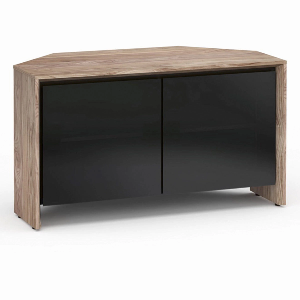 Salamander Designs Chameleon Collection Barcelona 221 Twin Corner Cabinet (Natural Walnut with Black Glass Doors)