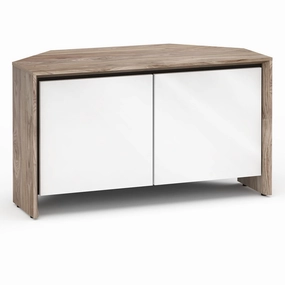 Salamander Designs Chameleon Collection Barcelona 221 Twin Corner Cabinet (Natural Walnut with Gloss White Doors) hi-fi digital to analog converter,hi-fi lossless streamer,hi-fi Roon-ready device