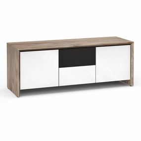 Salamander Designs Chameleon Collection Barcelona 236 Triple AV Cabinet (Natural Walnut with White Glass Doors)