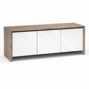 Salamander Designs Chameleon Collection Barcelona 237 Triple AV Cabinet (Natural Walnut with Gloss White Doors)