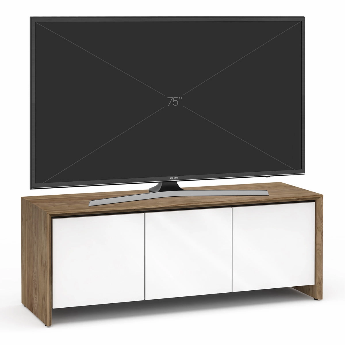 Salamander Designs Chameleon Collection Barcelona 237 Triple AV Cabinet (Natural Walnut with Gloss White Doors)