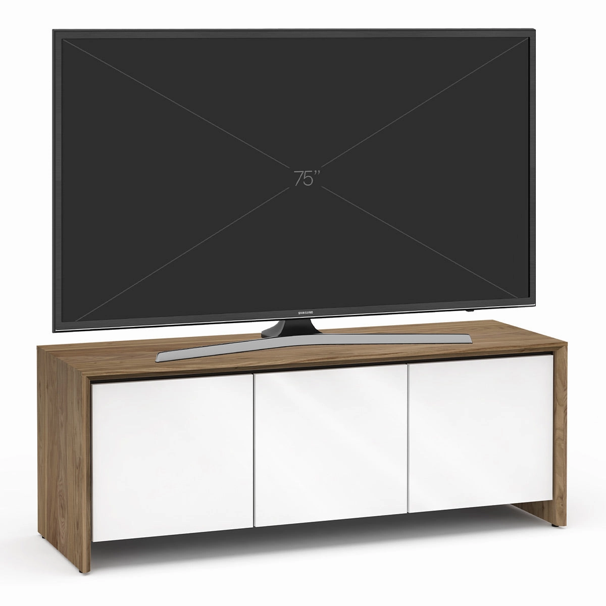 Salamander Designs Chameleon Collection Barcelona 237 Triple AV Cabinet (Natural Walnut with Gloss White Doors)