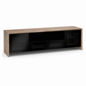 Salamander Designs Chameleon Collection Barcelona 245 Quad AV Cabinet (Natural Walnut with Black Glass Doors)