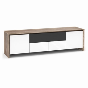 Salamander Designs Chameleon Collection Barcelona 245 Quad AV Cabinet (Natural Walnut with Gloss White Doors)