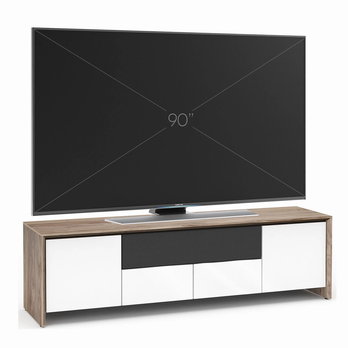 Salamander Designs Chameleon Collection Barcelona 245 Quad AV Cabinet (Natural Walnut with Gloss White Doors)