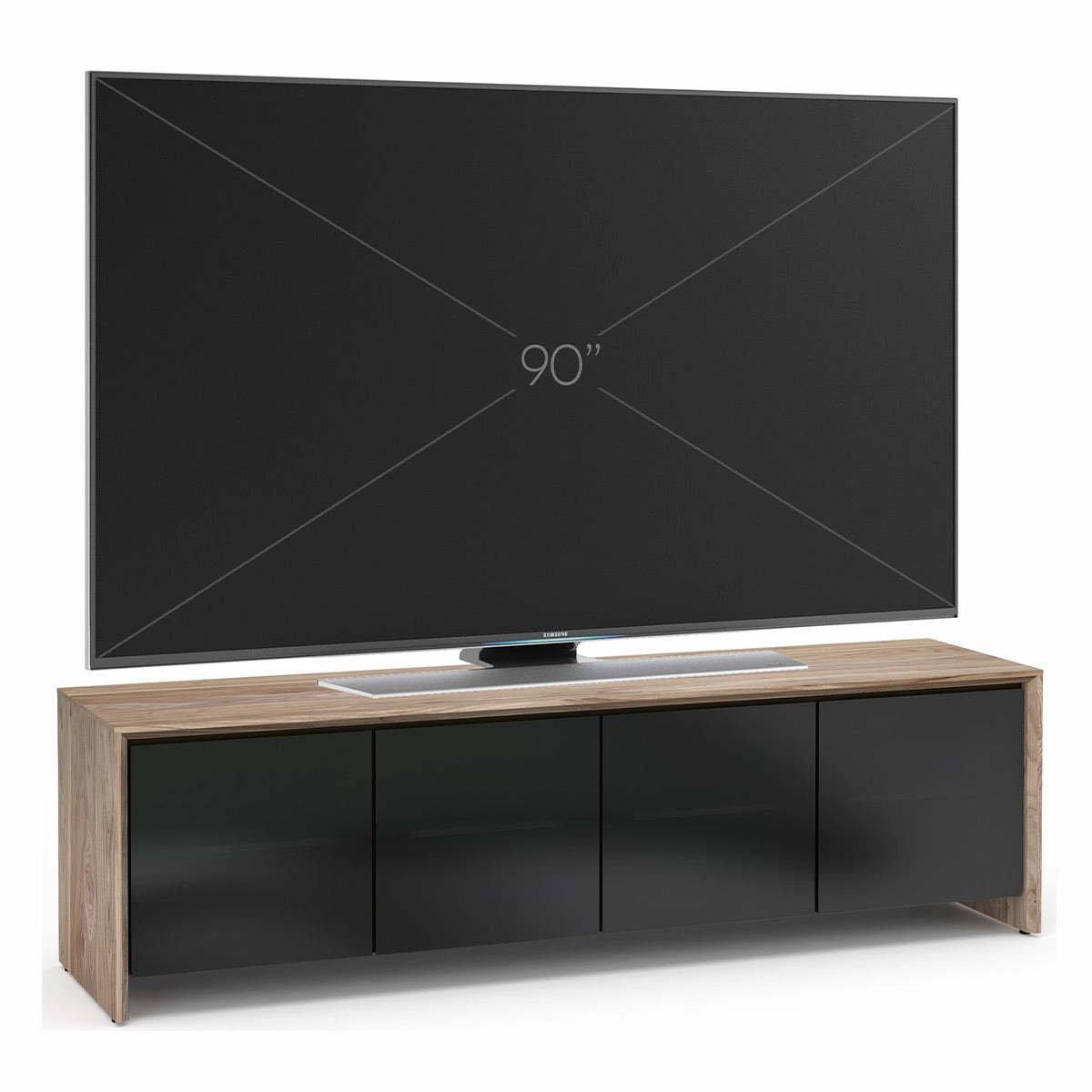 Salamander Designs Chameleon Collection Barcelona 247 Quad AV Cabinet (Natural Walnut with Black Glass Doors)