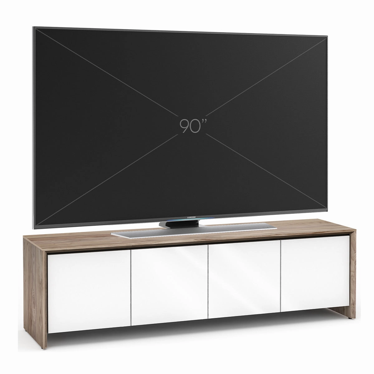Salamander Designs Chameleon Collection Barcelona 247 Quad AV Cabinet (Natural Walnut with Gloss White Doors)