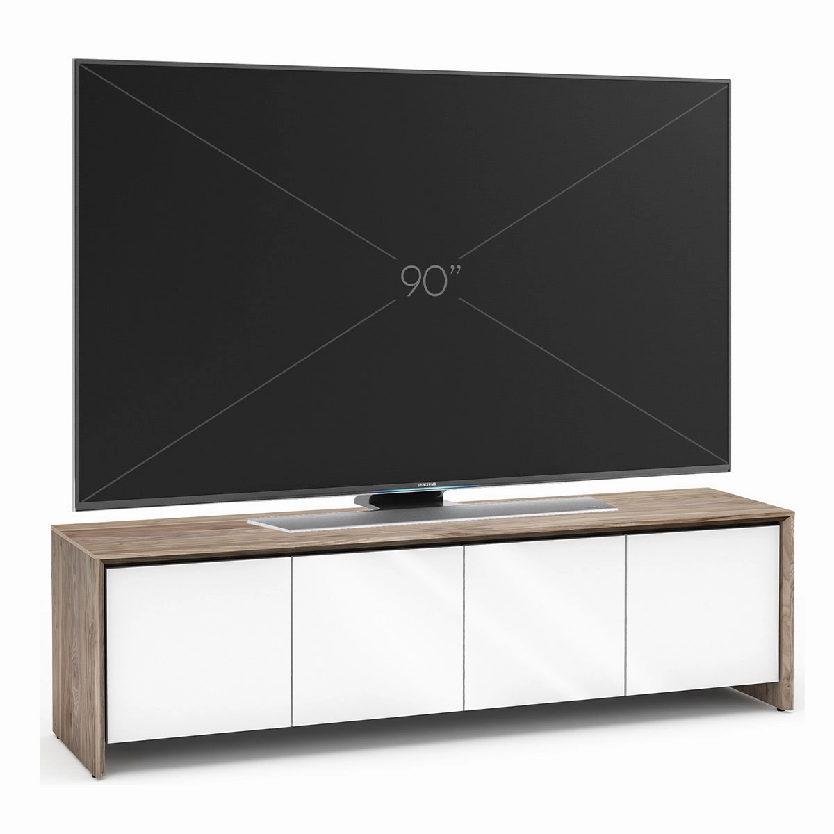 Salamander Designs Chameleon Collection Barcelona 247 Quad AV Cabinet (Natural Walnut with Gloss White Doors)