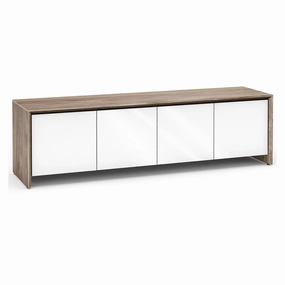 Salamander Designs Chameleon Collection Barcelona 247 Quad AV Cabinet (Natural Walnut with Gloss White Doors)