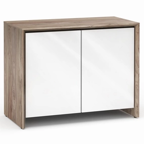 Salamander Designs Chameleon Collection Barcelona 323 Twin AV Cabinet (Natural Walnut with Gloss White Doors) hi-fi vibration control,hi-fi grounded cable,hi-fi stereo input selector