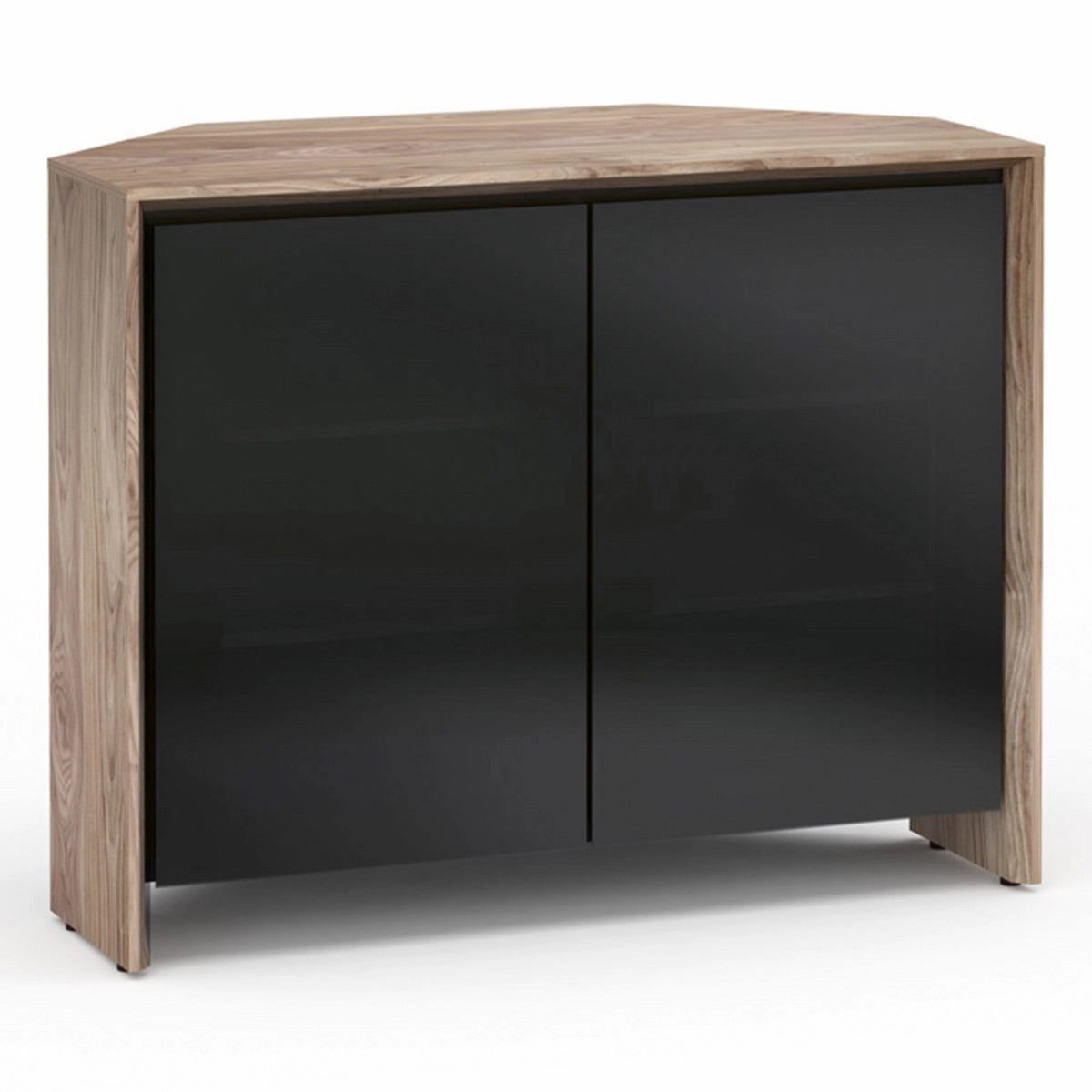 Salamander Designs Chameleon Collection Barcelona 323 Twin Corner AV Cabinet (Natural Walnut with Black Glass Doors) hi-fi digital to analog converter,hi-fi lossless streamer,hi-fi Roon-ready device
