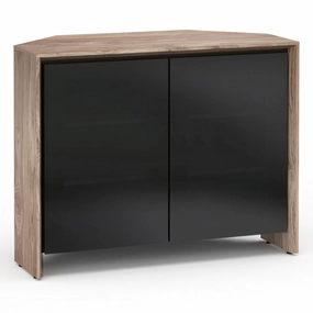 Salamander Designs Chameleon Collection Barcelona 323 Twin Corner AV Cabinet (Natural Walnut with Black Glass Doors) hi-fi digital to analog converter,hi-fi lossless streamer,hi-fi Roon-ready device