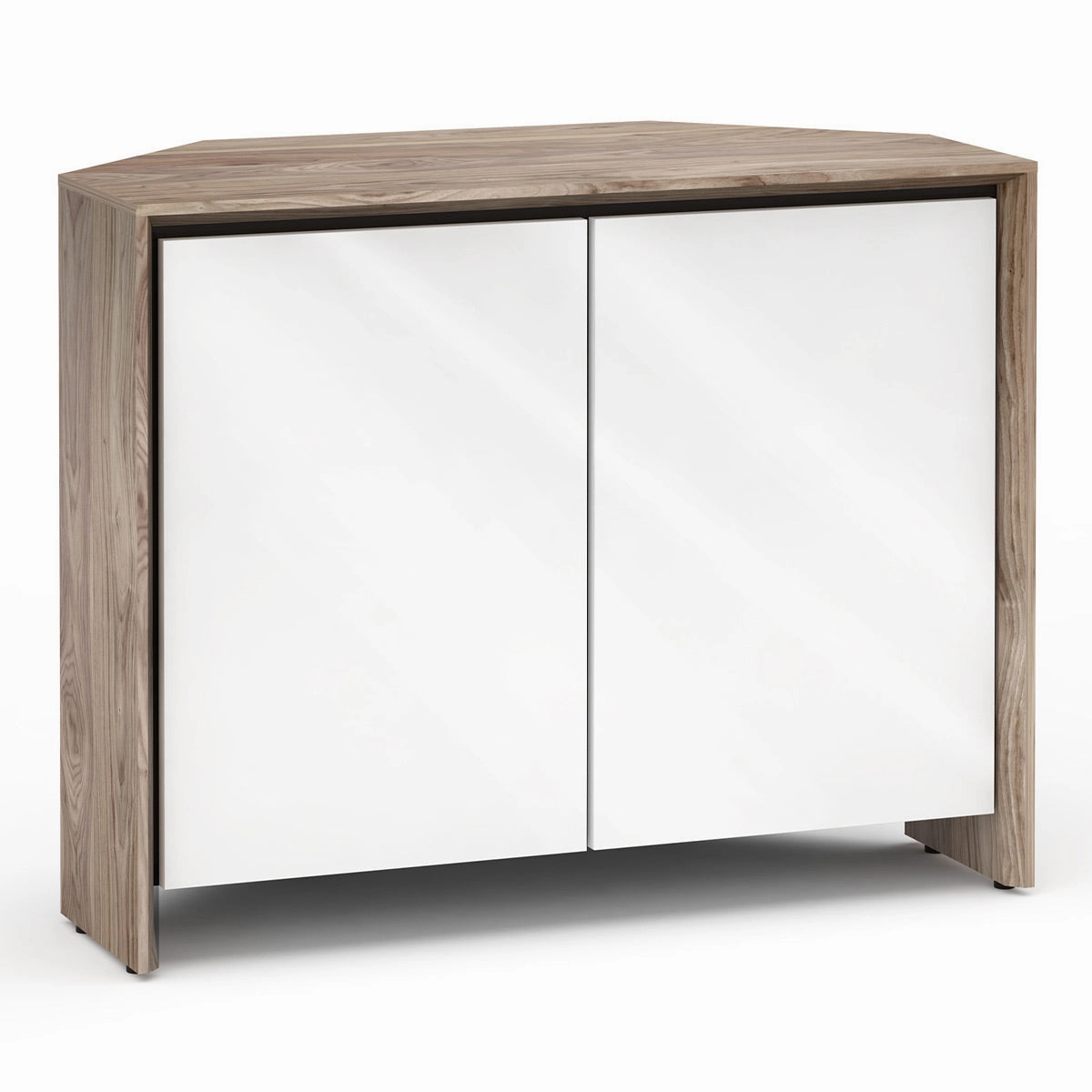 Salamander Designs Chameleon Collection Barcelona 323 Twin Corner AV Cabinet (Natural Walnut with Gloss White Doors) hi-fi vibration control,hi-fi grounded cable,hi-fi stereo input selector