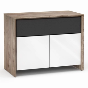 Salamander Designs Chameleon Collection Barcelona 329 Twin AV Cabinet (Natural Walnut with Gloss White Doors) hi-fi vibration control,hi-fi grounded cable,hi-fi stereo input selector