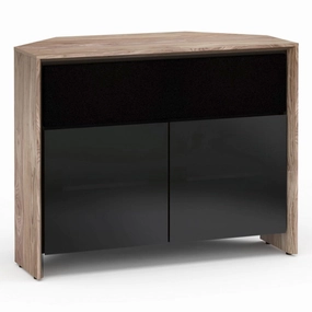 Salamander Designs Chameleon Collection Barcelona 329 Twin Corner Cabinet (Natural Walnut with Black Glass Doors) hi-fi vibration control,hi-fi grounded cable,hi-fi stereo input selector