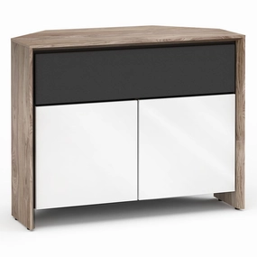 Salamander Designs Chameleon Collection Barcelona 329 Twin Corner Cabinet (Natural Walnut with Gloss White Doors) hi-fi vibration control,hi-fi grounded cable,hi-fi stereo input selector