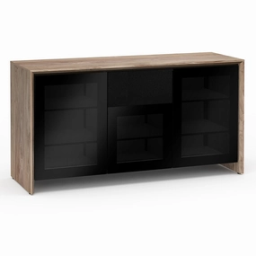 Salamander Designs Chameleon Collection Barcelona 336 Triple Speaker Integrated Cabinet (Natural Walnut with Black Glass Doors)