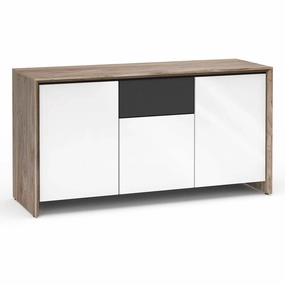 Salamander Designs Chameleon Collection Barcelona 336 Triple Speaker Integrated Cabinet (Natural Walnut with Gloss White Doors) hi-fi vibration control,hi-fi grounded cable,hi-fi stereo input selector