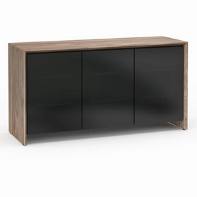 Salamander Designs Chameleon Collection Barcelona 337 Triple AV Cabinet (Natural Walnut with Black Glass Doors)