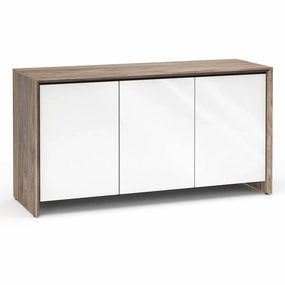 Salamander Designs Chameleon Collection Barcelona 337 Triple AV Cabinet (Natural Walnut with Gloss White Doors)
