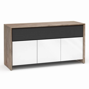 Salamander Designs Chameleon Collection Barcelona 339 Triple Speaker Integrated Cabinet (Natural Walnut with White Glass Doors)