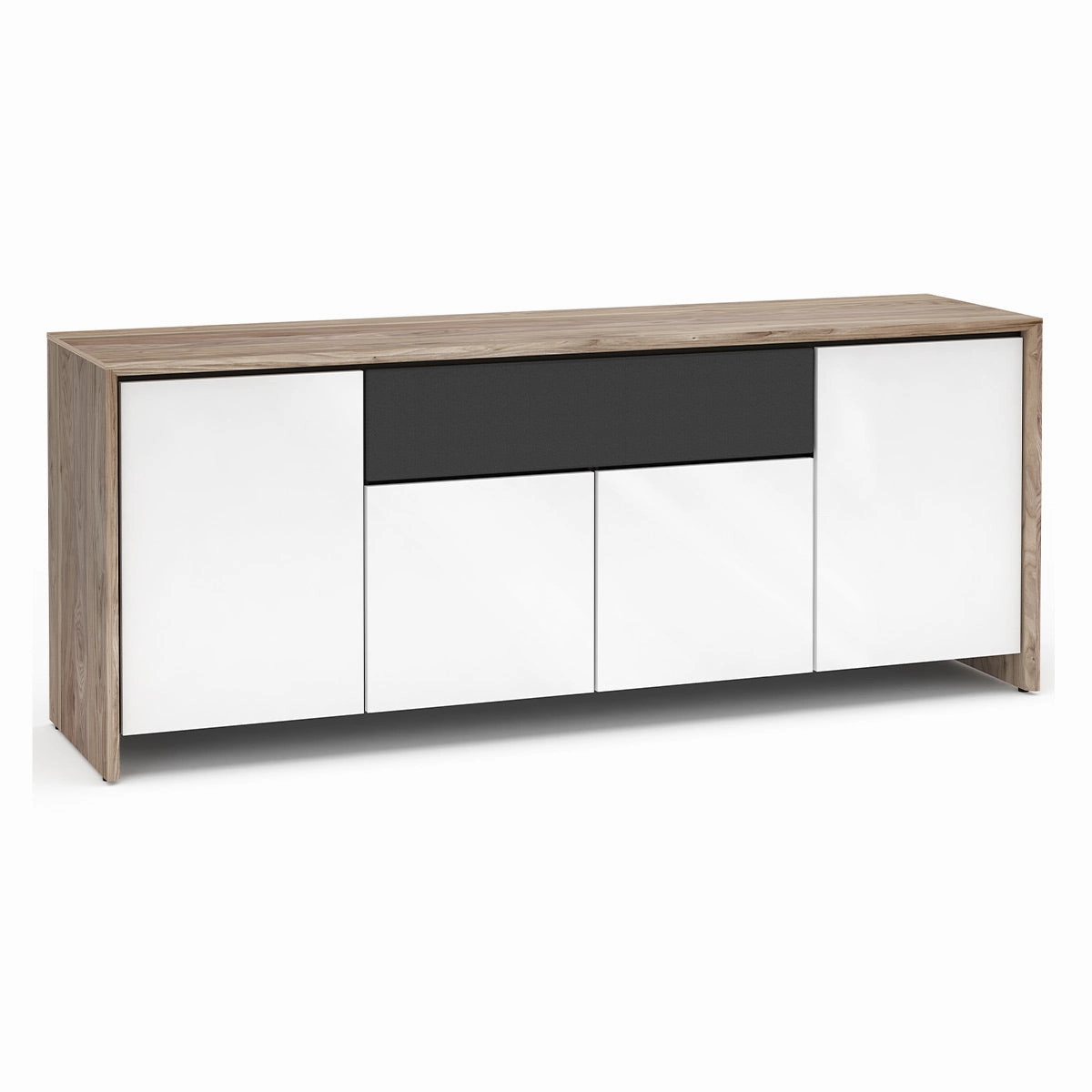 Salamander Designs Chameleon Collection Barcelona 345 Quad Speaker Integrated AV Cabinet (Natural Walnut with Gloss White Doors)