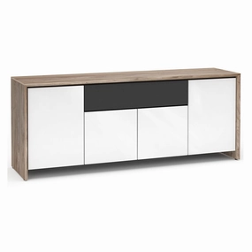 Salamander Designs Chameleon Collection Barcelona 345 Quad Speaker Integrated AV Cabinet (Natural Walnut with Gloss White Doors)