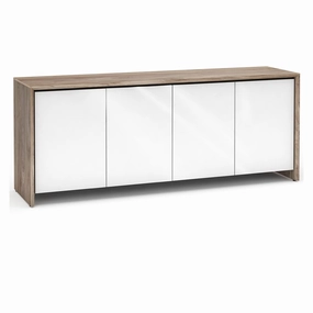 Salamander Designs Chameleon Collection Barcelona 347 Quad AV Cabinet (Natural Walnut with Gloss White Doors)