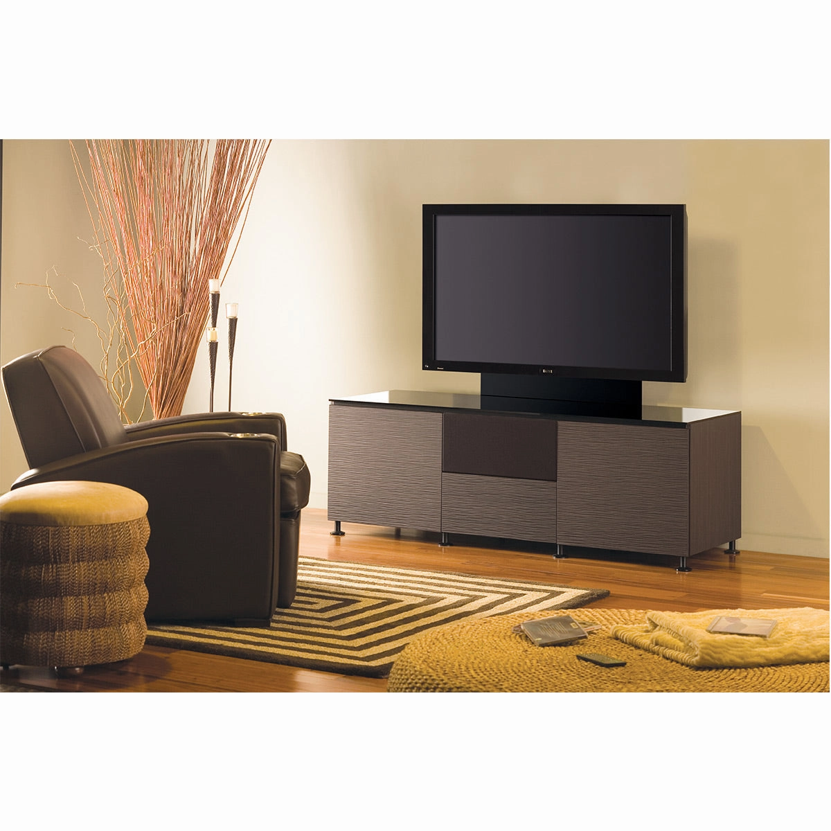 Salamander Designs Chameleon Collection Berlin 236 Triple Speaker Integrated Cabinet (Textured Wenge with Black Glass Top)