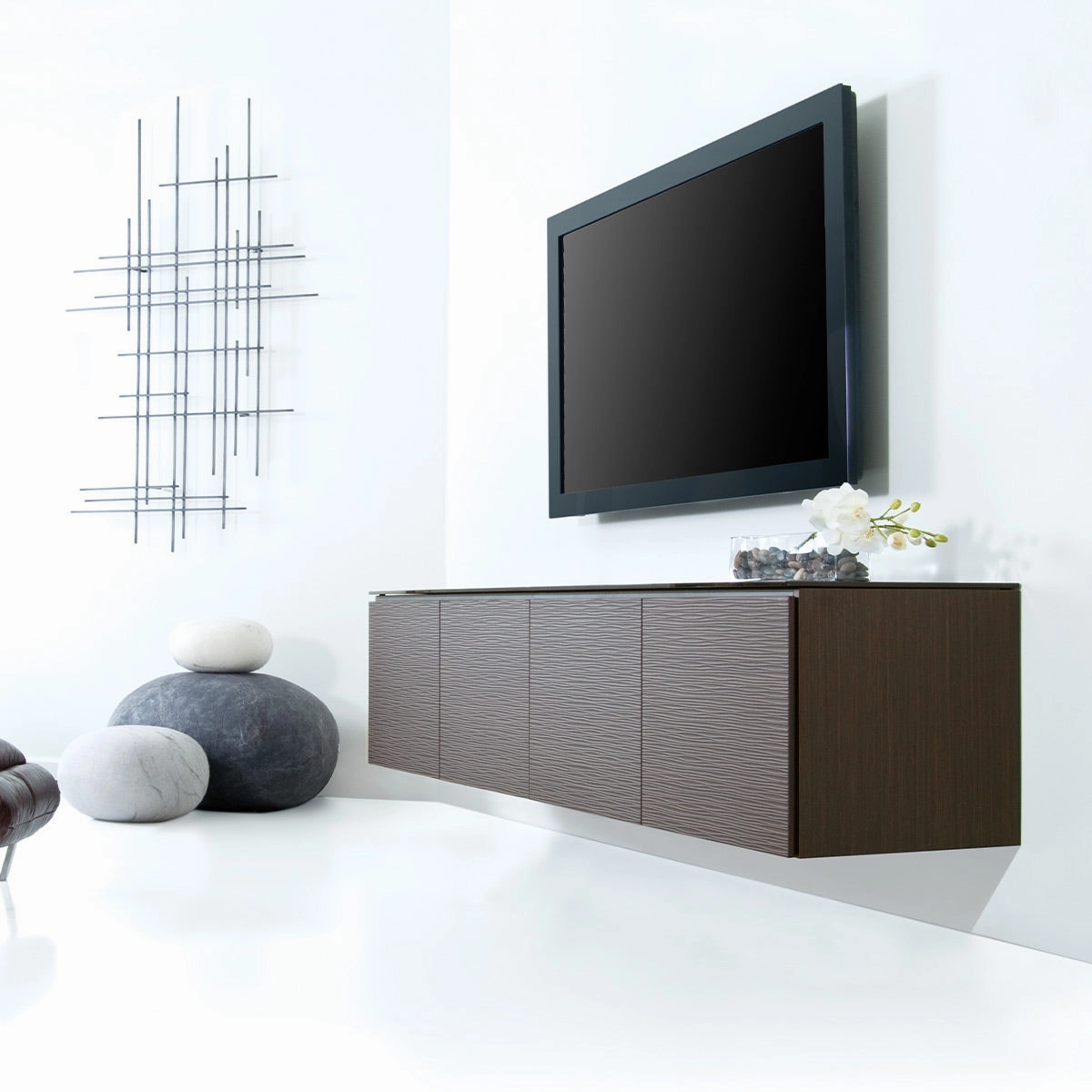 Salamander Designs Chameleon Collection Berlin 247 Quad AV Cabinet (Textured Wenge with Black Glass Top)
