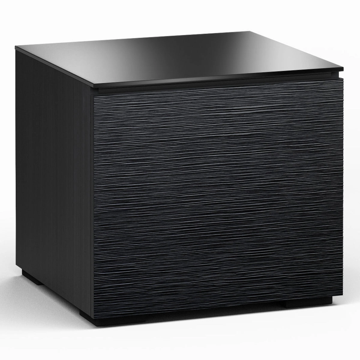 Salamander Designs Chameleon Collection Chicago 217 SE Subwoofer Enclosure AV Cabinet (Textured Black Oak with Black Glass Top) hi-fi digital to analog converter,hi-fi lossless streamer,hi-fi Roon-ready device