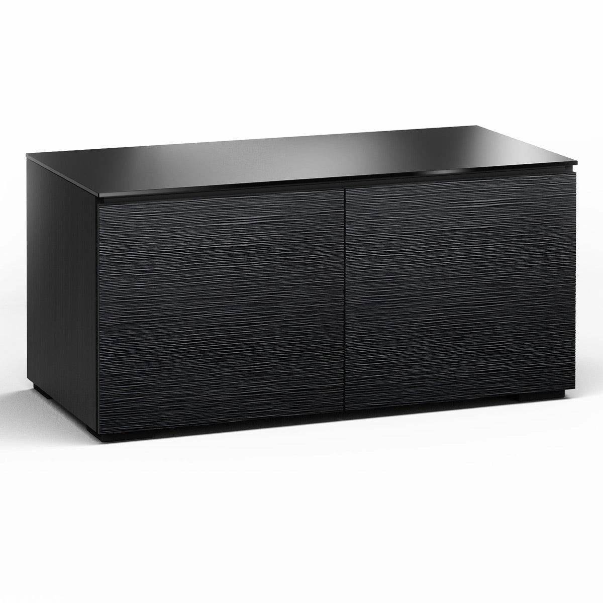 Salamander Designs Chameleon Collection Chicago 221 Twin AV Cabinet (Textured Black Oak with Black Glass Top)