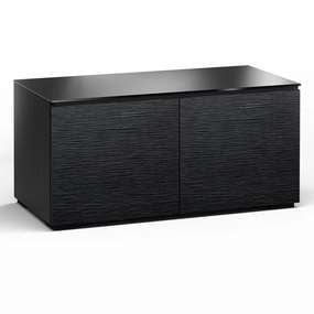Salamander Designs Chameleon Collection Chicago 221 Twin AV Cabinet (Textured Black Oak with Black Glass Top)