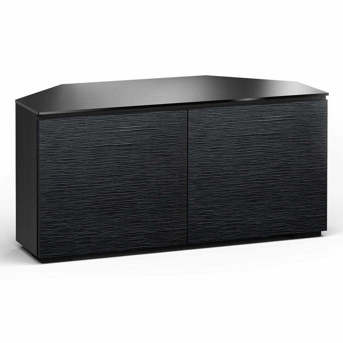 Salamander Designs Chameleon Collection Chicago 221 Twin Corner AV Cabinet (Textured Black Oak with Black Glass Top)