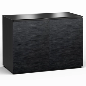 Salamander Designs Chameleon Collection Chicago 323 Twin AV Cabinet (Textured Black Oak with Black Glass Top)