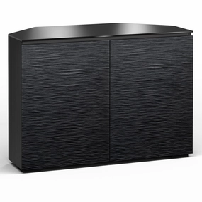 Salamander Designs Chameleon Collection Chicago 323 Twin AV Corner Cabinet (Textured Black Oak with Black Glass Top)