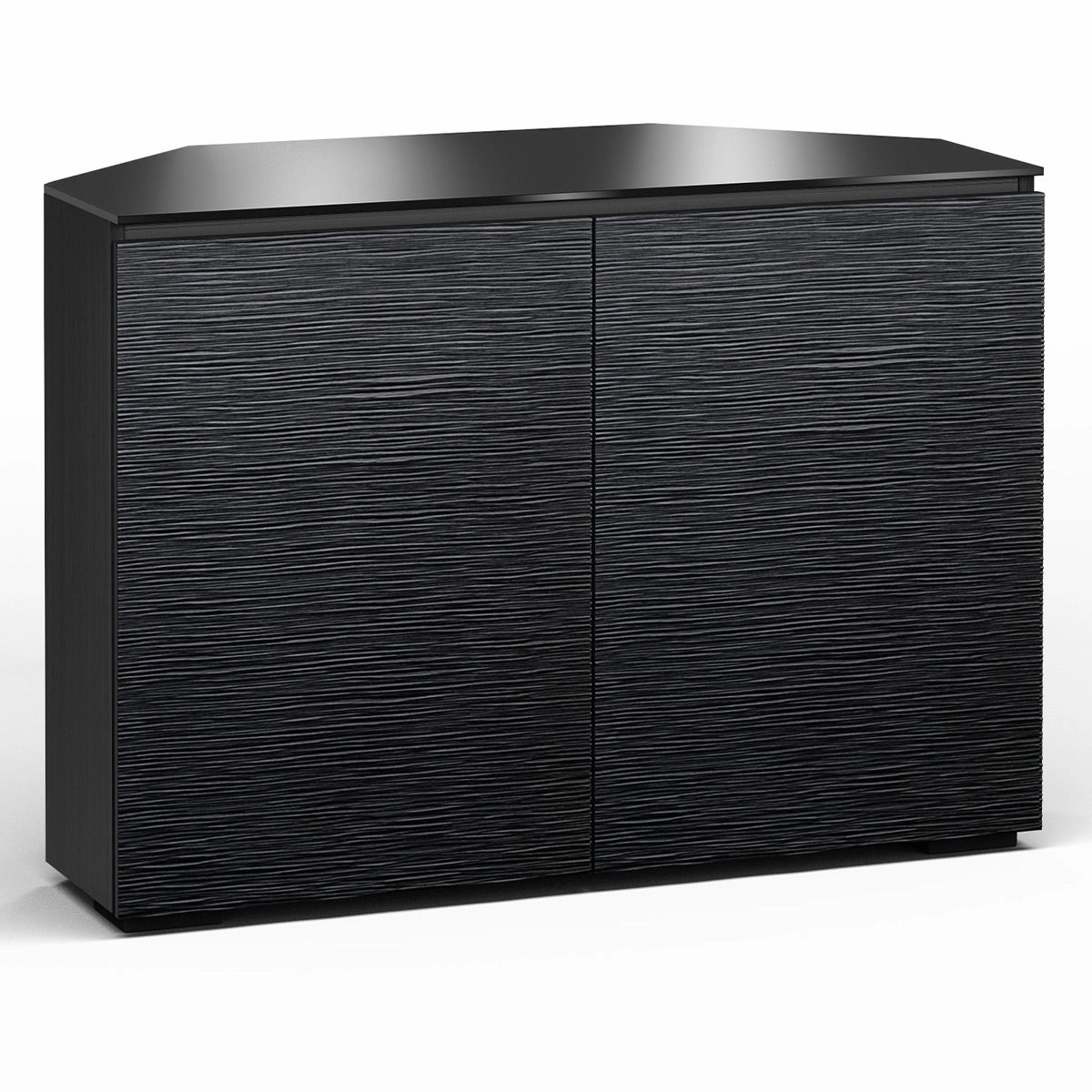 Salamander Designs Chameleon Collection Chicago 323 Twin AV Corner Cabinet (Textured Black Oak with Black Glass Top)