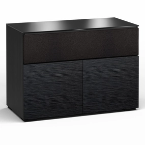 Salamander Designs Chameleon Collection Chicago 329 Twin Speaker Integrated Cabinet (Textured Black Oak with Black Glass Top)
