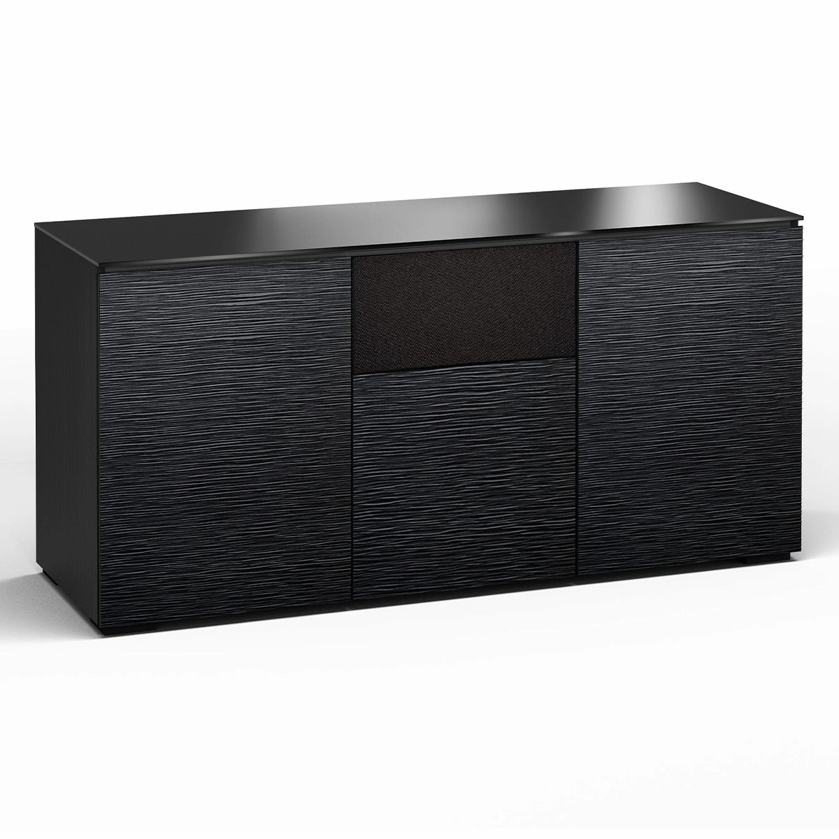 Salamander Designs Chameleon Collection Chicago 336 Triple Speaker Integrated Cabinet (Textured Black Oak with Black Glass Top)