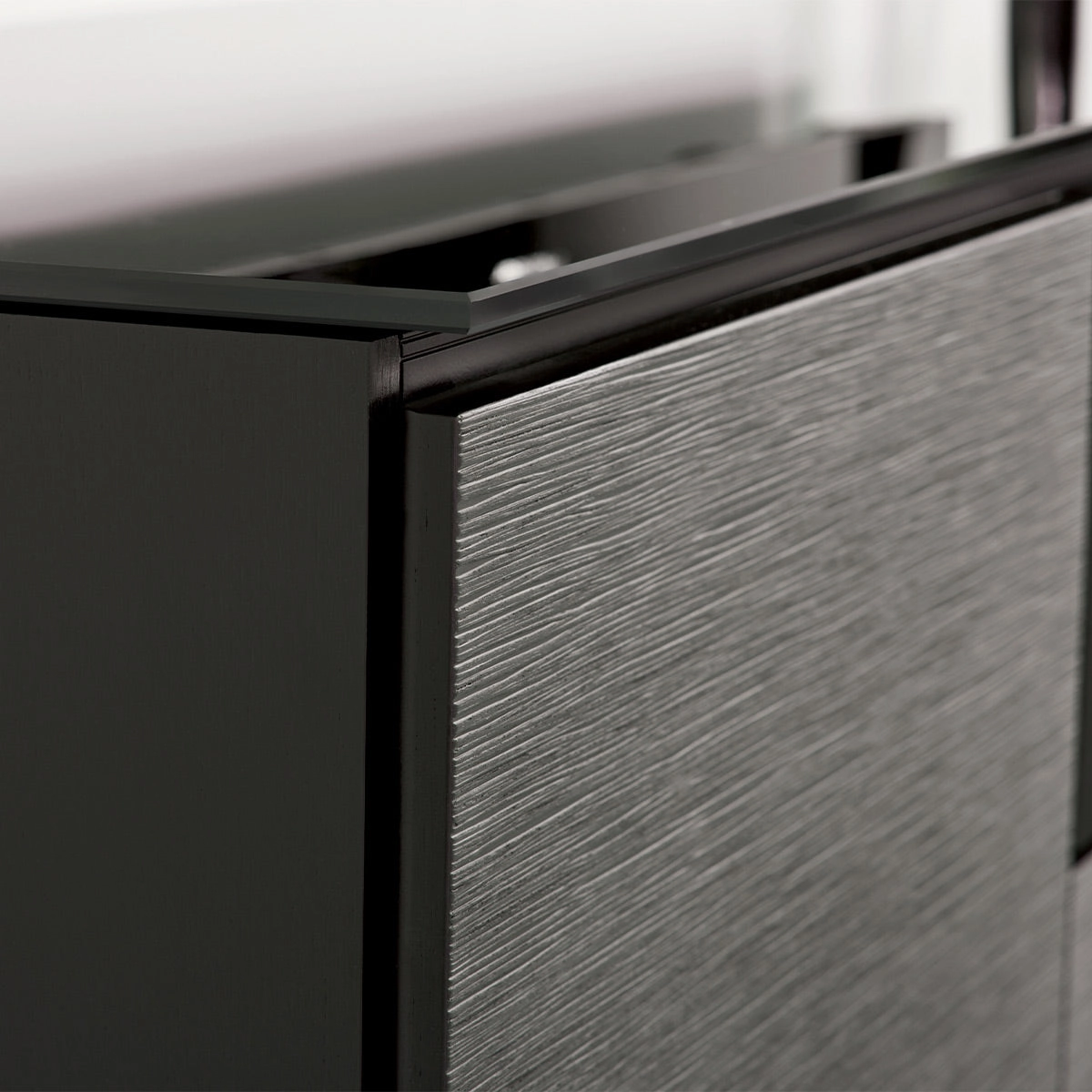 Salamander Designs Chameleon Collection Chicago 336 Triple Speaker Integrated Cabinet (Textured Black Oak with Black Glass Top)
