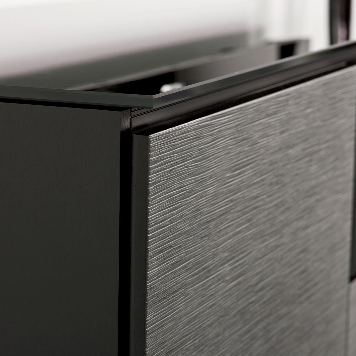 Salamander Designs Chameleon Collection Chicago 337 Triple AV Cabinet (Textured Black Oak with Black Glass Top)