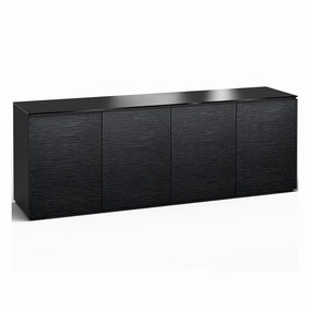 Salamander Designs Chameleon Collection Chicago 347 Quad AV Cabinet (Textured Black Oak with Black Glass Top)