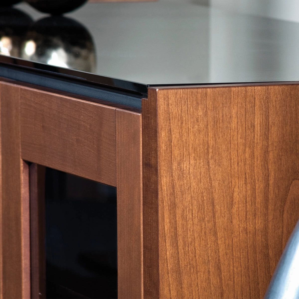Salamander Designs Chameleon Collection Corsica 217 AV Cabinet (Thick Cherry with Black Glass Top)