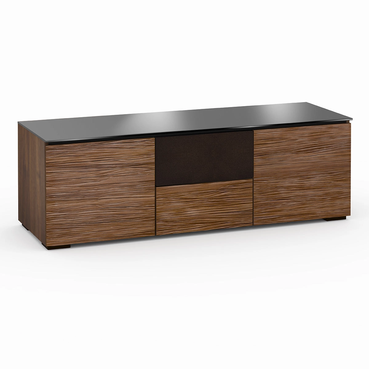 Salamander Designs Chameleon Collection Denver 236 Triple Speaker Integrated Cabinet (Deep Textured Medium Walnut with Black Glass Top) hi-fi digital to analog converter,hi-fi lossless streamer,hi-fi Roon-ready device