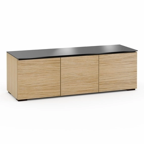Salamander Designs Chameleon Collection Denver 237 Triple AV Cabinet (Deep Textured Natural Oak with Black Glass Top)