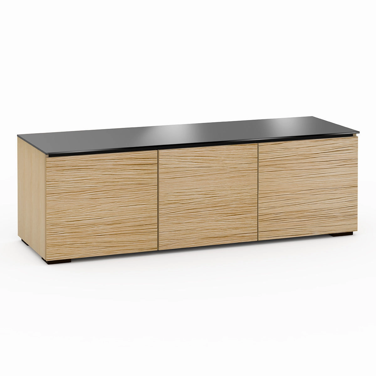 Salamander Designs Chameleon Collection Denver 237 Triple AV Cabinet (Deep Textured Natural Oak with Black Glass Top)