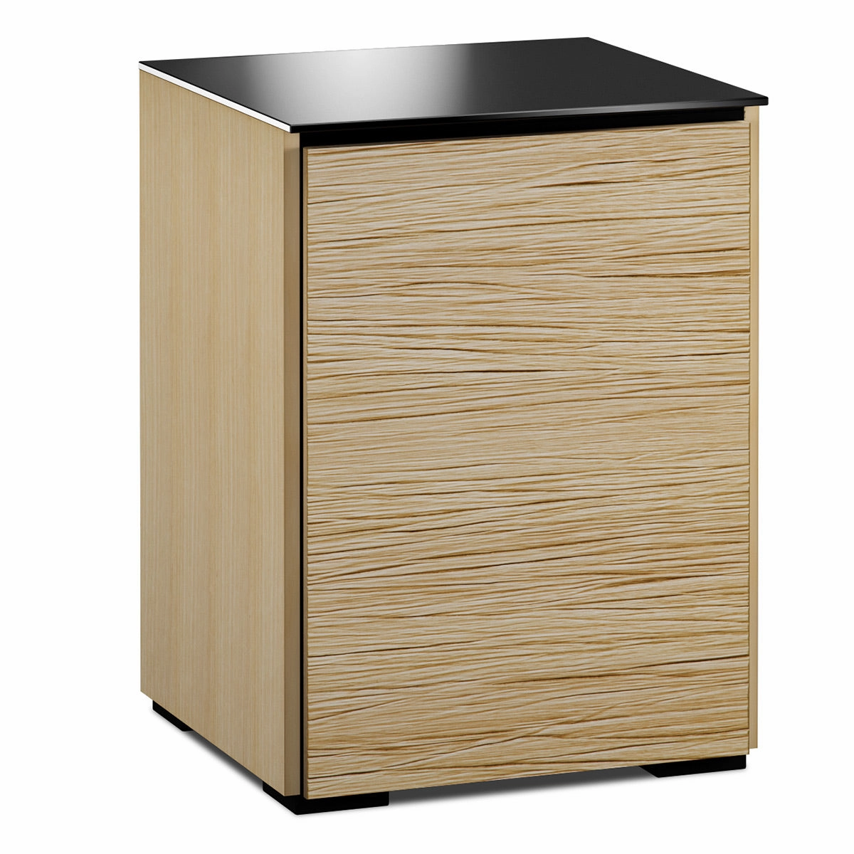 Salamander Designs Chameleon Collection Denver 317 Single AV Cabinet (Deep Textured Natural Oak with Black Glass Top)
